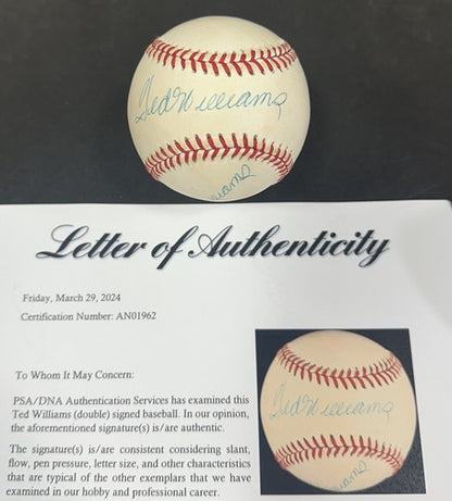 Ted Williams Signed 2x Official AL Baseball Boston Red Sox #9 Auto PSA LOA HOF