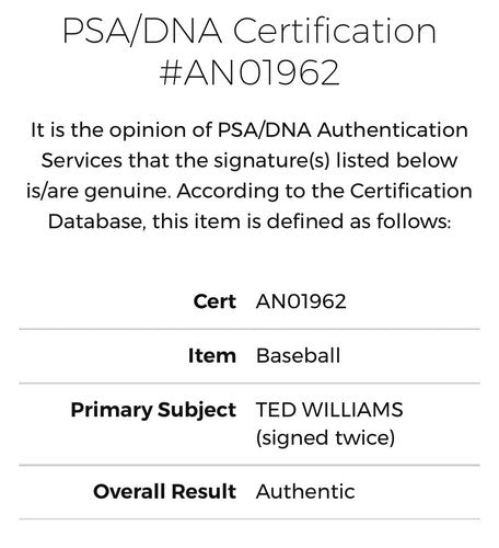 Ted Williams Signed 2x Official AL Baseball Boston Red Sox #9 Auto PSA LOA HOF