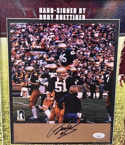 Rudy Ruettiger Signed 8x10 Framed Photo 3D Notre Dame #45 Autograph JSA COA