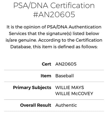 Willie Mays & McCovey Signed Official NL Baseball SF Giants Hof 500 Hr Auto PSA