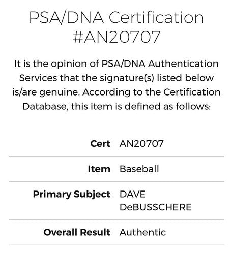 Dave DeBusschere Signed Official NL Baseball White Sox Knicks Auto PSA COA HOF