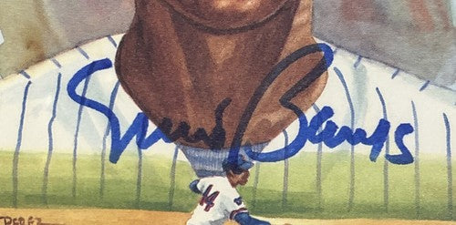 ERNIE BANKS SIGNED PEREZ STEELE Celebration Postcard PSA Mint HOF Auto Cubs