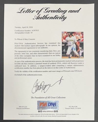 Andrew McCutchen Signed 8x10 Framed Photo Pirates Psa 10 Graded Gem Mint Auto