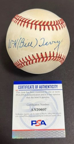 WH Bill Terry Signed Official NL Baseball Bold Auto NY Giants PSA Coa Hof 401 BA