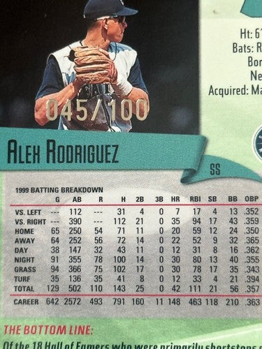 2000 Topps Stadium Club Chrome Alex Rodriguez #50 First Day Issue /100 SSP