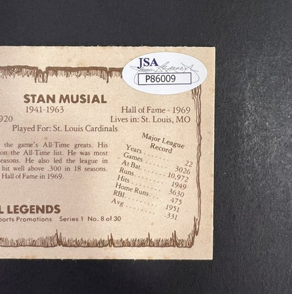 Stan Musial Signed 1980 Cramer Card Mint Bold Auto StL Cardinals HoF JSA COA
