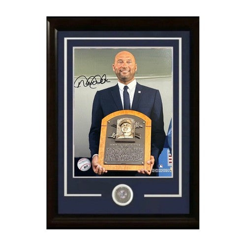 Derek Jeter Signed 8x10 Framed HOF Induction Photo NY Yankees Auto Turn 2 COA