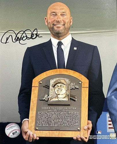 Derek Jeter Signed 8x10 Framed HOF Induction Photo NY Yankees Auto Turn 2 COA