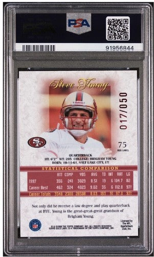 1998 Topps Gold Label Class 2 Red Steve Young #75 49ers /50 Psa 8 Mint Hof Pop 3