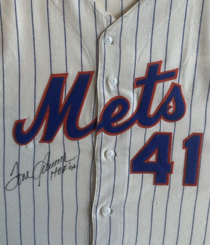 Tom Seaver Signed Framed M & Ness Authentic NY Mets Wool Jersey HOF 92 Auto COA