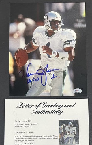 Warren Moon Signed 8x10 Photo Seattle Seahawks HOF 06 PSA 10 GEM MINT AUTO LOA