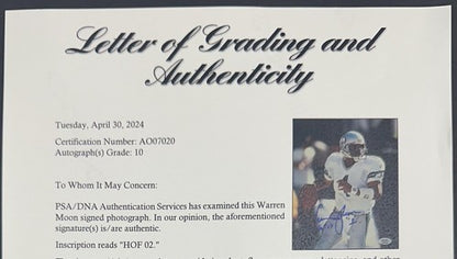 Warren Moon Signed 8x10 Photo Seattle Seahawks HOF 06 PSA 10 GEM MINT AUTO LOA