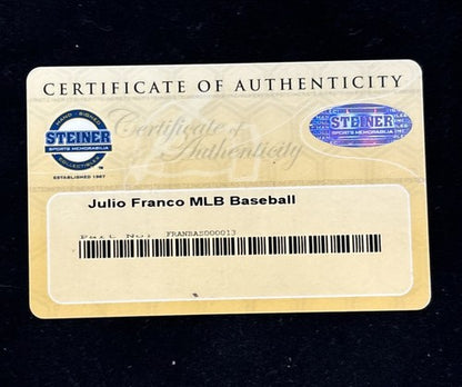 Julio Franco Official MLB Signed Auto Baseball Authentic Steiner Mets Indians