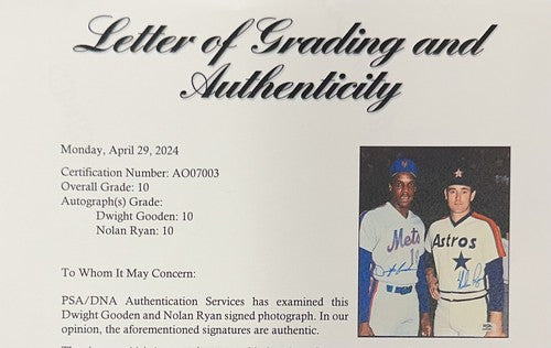 Nolan Ryan Dwight Gooden Signed 8x10 Photo Mets Astros PSA 10 Gem Mint Auto LOA