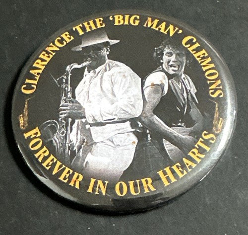 Bruce Springsteen Clarence Clemons Forever In Our Hearts Pinback Button 3” Mint