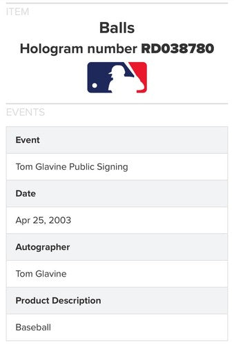 Tom Glavine Signed Official MLB Baseball Braves Mets Auto MLB Holo Certified HOF