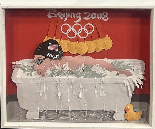Michael Phelps 2008 Beijing Olympics 8 Gold Medal Framed 3D Paper Art Nussbaum