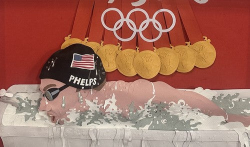Michael Phelps 2008 Beijing Olympics 8 Gold Medal Framed 3D Paper Art Nussbaum