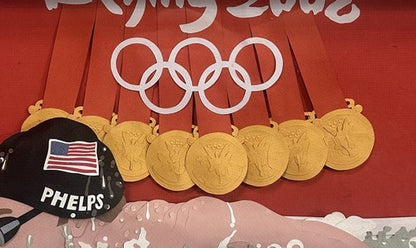 Michael Phelps 2008 Beijing Olympics 8 Gold Medal Framed 3D Paper Art Nussbaum