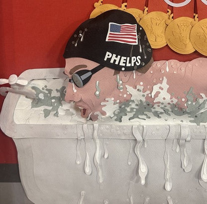 Michael Phelps 2008 Beijing Olympics 8 Gold Medal Framed 3D Paper Art Nussbaum