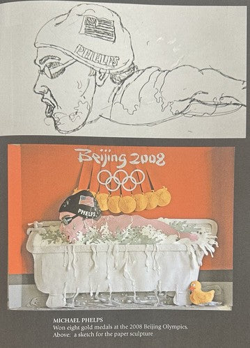 Michael Phelps 2008 Beijing Olympics 8 Gold Medal Framed 3D Paper Art Nussbaum