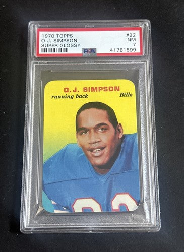 O.J SIMPSON 1970 Topps Super Glossy Rookie #22 Rc PSA 7 NM Near Mint BILLS Hof