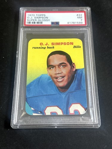 O.J SIMPSON 1970 Topps Super Glossy Rookie #22 Rc PSA 7 NM Near Mint BILLS Hof