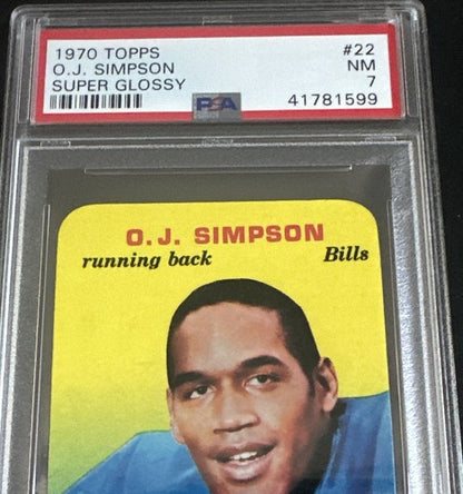 O.J SIMPSON 1970 Topps Super Glossy Rookie #22 Rc PSA 7 NM Near Mint BILLS Hof