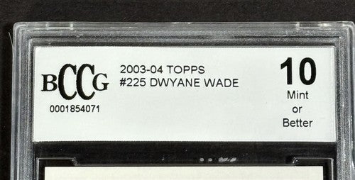 2003-04 Topps #225 Dwyane Wade Rookie Card RC Bccg 10 Gem Mint Beckett Heat HOF