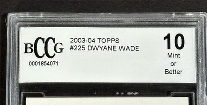 2003-04 Topps #225 Dwyane Wade Rookie Card RC Bccg 10 Gem Mint Beckett Heat HOF