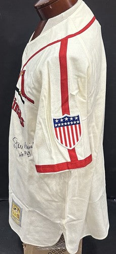 Stan Musial Signed Cardinals M+Ness Authentic 1944 Wool Jersey HOF 69 Auto PSA