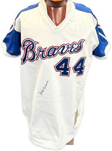 Hank Aaron Signed M+Ness Authentic Braves 715 HR 1974 Jersey HOF Auto PSA COA