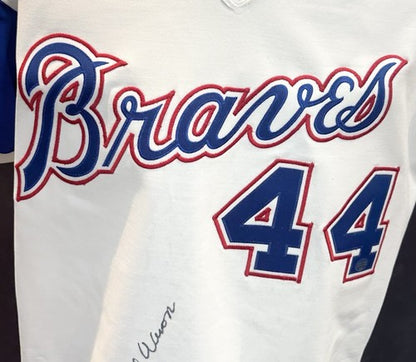 Hank Aaron Signed M+Ness Authentic Braves 715 HR 1974 Jersey HOF Auto PSA COA