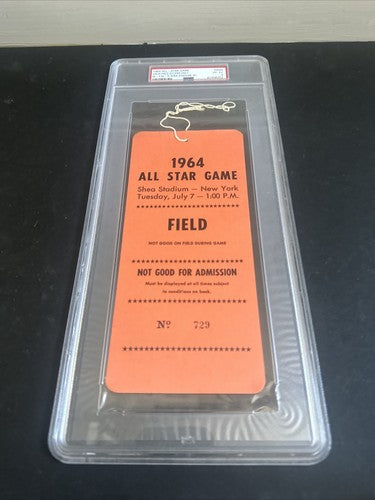 1964 All Star Game Field Pass Ticket Stub Shea Stadium 7/7/64 Psa 4 1/1 Pop 1 Ex