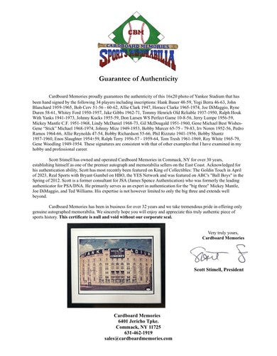 Yankees Signed 16x20 Framed Photo Yankee Stadium 34 Auto Mickey Mantle HOF Jsa