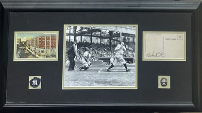 Babe Ruth Signed Vintage Postcard Framed Ny Yankees #3 Mint Cut HOF Auto JSA LOA