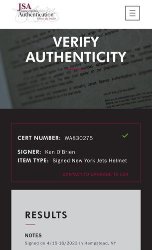 Ken O’Brien Signed NY Jets # 1 Pick Throwback Speed Mini Helmet #7 Autograph JSA