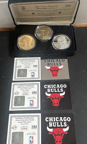 MICHAEL JORDAN BULLS HIGHLAND MINT ELITE 3 COIN PROOF SET /350 .999 SILVER 3 Oz