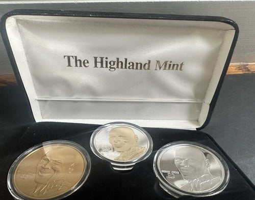 MICHAEL JORDAN BULLS HIGHLAND MINT ELITE 3 COIN PROOF SET /350 .999 SILVER 3 Oz