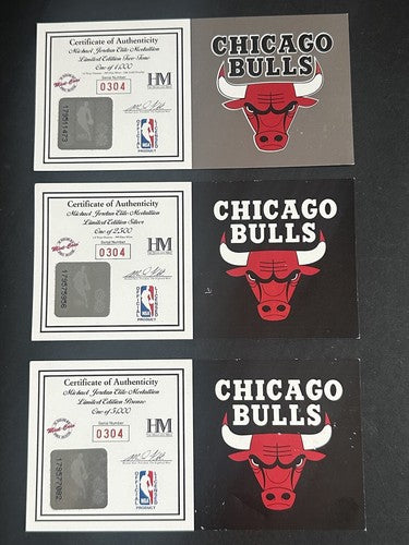 MICHAEL JORDAN BULLS HIGHLAND MINT ELITE 3 COIN PROOF SET /350 .999 SILVER 3 Oz