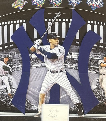 Derek Jeter Signed Cut Framed 3D Photo Collage Yankees Thank You Auto JSA HOF /1