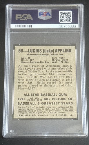 1948 Leaf #59 Lucius Luke Appling White Sox HOF PSA 4 Ex Nice Card