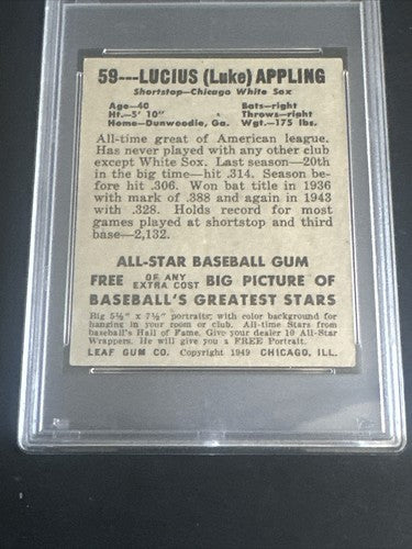 1948 Leaf #59 Lucius Luke Appling White Sox HOF PSA 4 Ex Nice Card