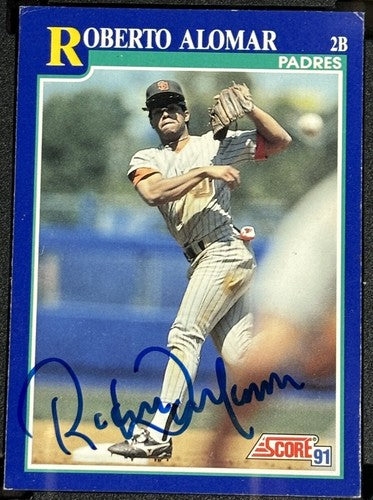 1991 Score #25 Roberto Alomar Signed SGC Authentic Coa Card HOF Bold Auto Padres