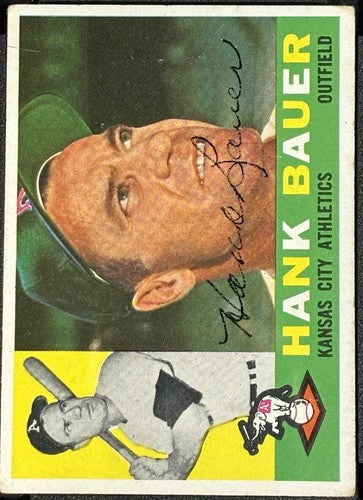 1960 Topps #262 Hank Bauer Signed SGC Authentic Coa On Card Mint Auto Athletics