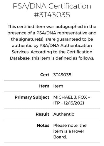 Michael J Fox Signed Back To The Future Part 2 Hover Board Auto PSA ITP W/ Box