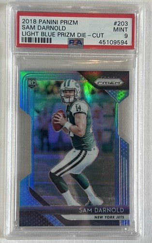 2018 Panini Prizm Sam Darnold Light Blue Die Cut /199 PSA 9 Jets Seahawks Rookie