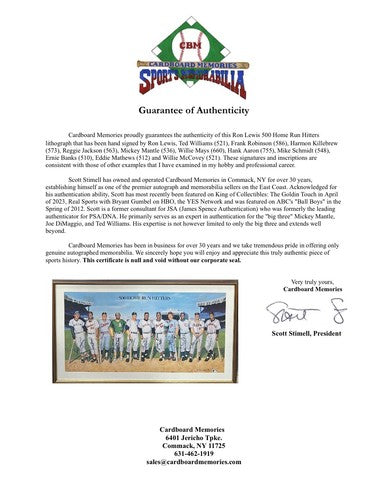 500 HR Signed Framed Poster Ron Lewis Mickey Mantle 11 HR Total Auto CBM COA HOF