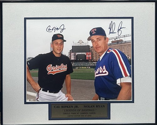 Cal Ripken Jr Nolan Ryan Signed 11x14 Framed Photo LE Auto Hof GOLDIN Cbm COA