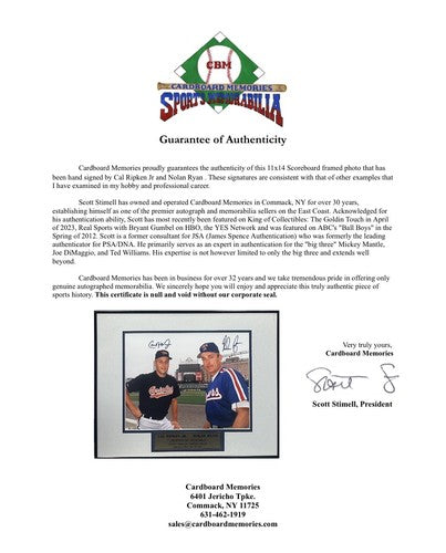 Cal Ripken Jr Nolan Ryan Signed 11x14 Framed Photo LE Auto Hof GOLDIN Cbm COA